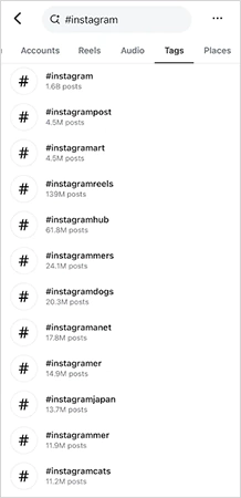 Instagram hashtags